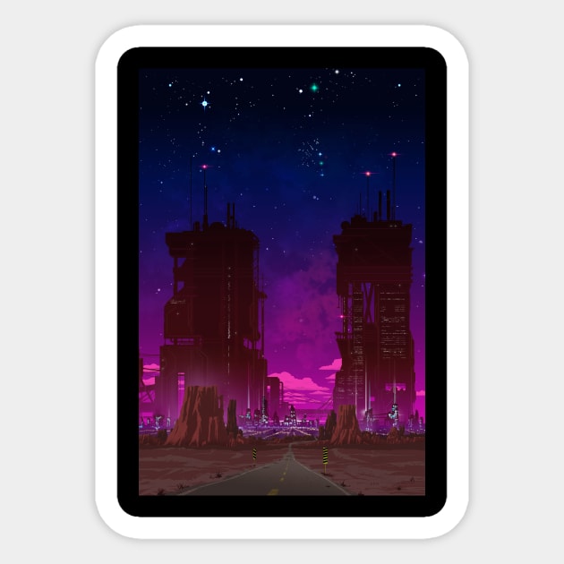 Cyberpunk City Towers - Monument Valley 2 Sticker by forge22